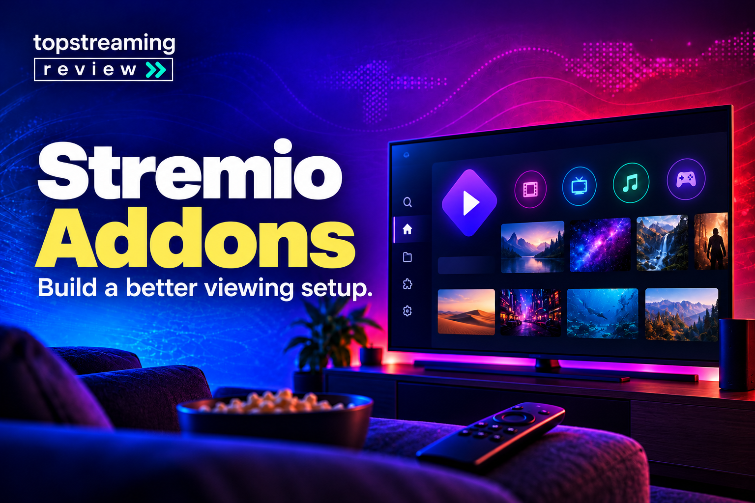 Stremio addons guide with television interface and catalog, subtitle and playback options
