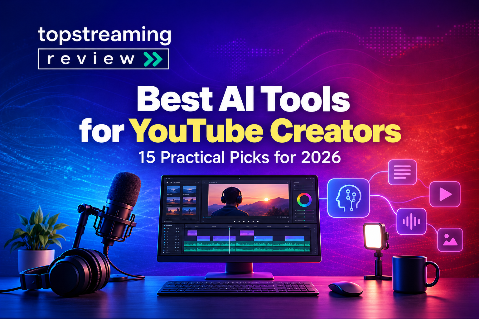 Best AI tools for YouTube creators: 15 practical picks for research, editing, audio and growth.