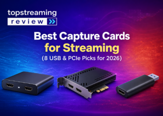 Best capture cards for streaming in 2026: USB and PCIe picks, illustrated TSR banner.