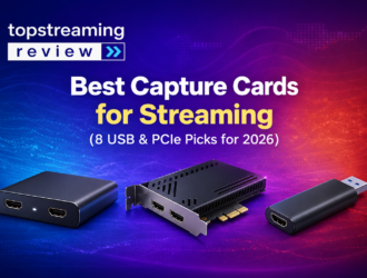 Best capture cards for streaming in 2026: USB and PCIe picks, illustrated TSR banner.
